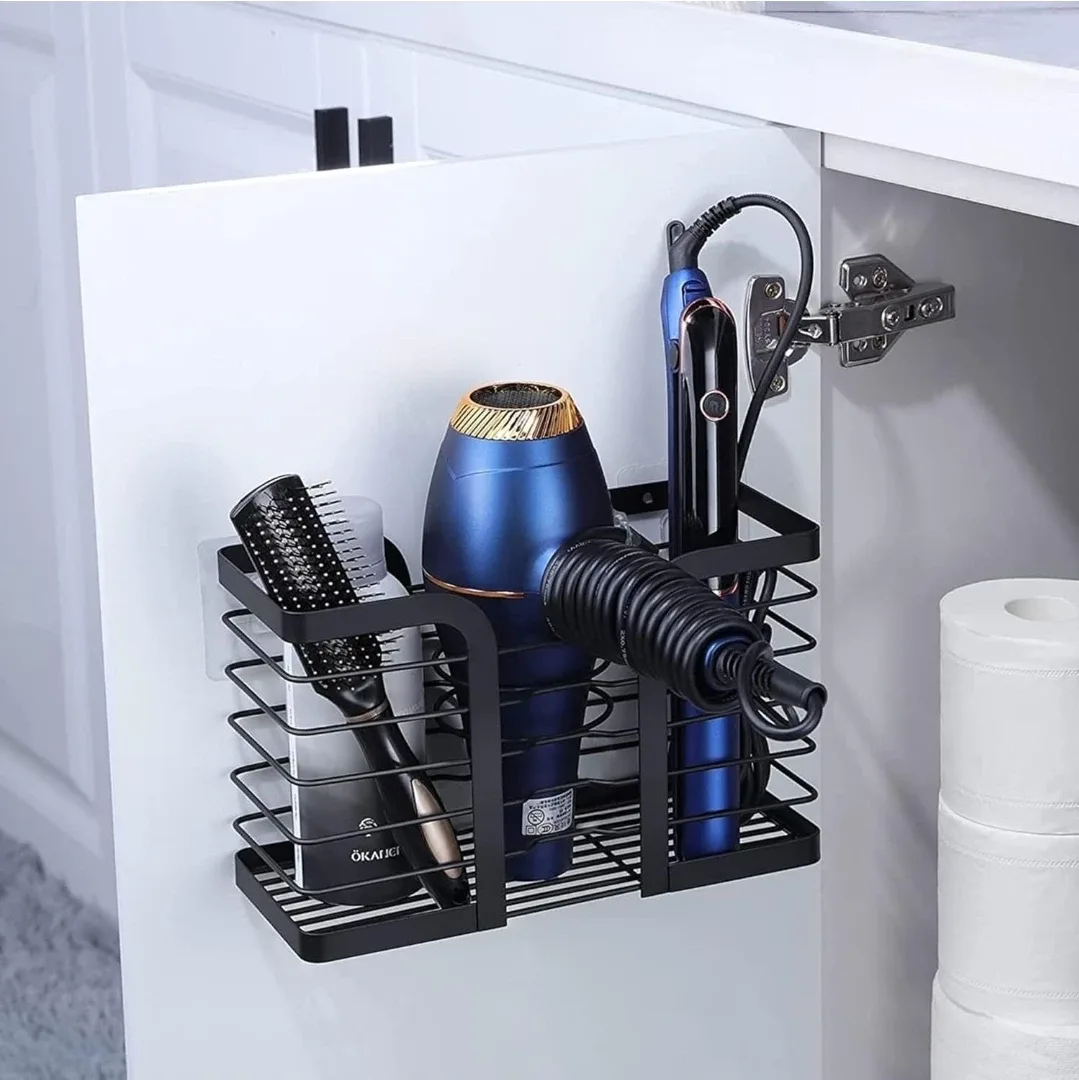 Hair Dryer Holder - Black Metal Organizer image indicator(2)