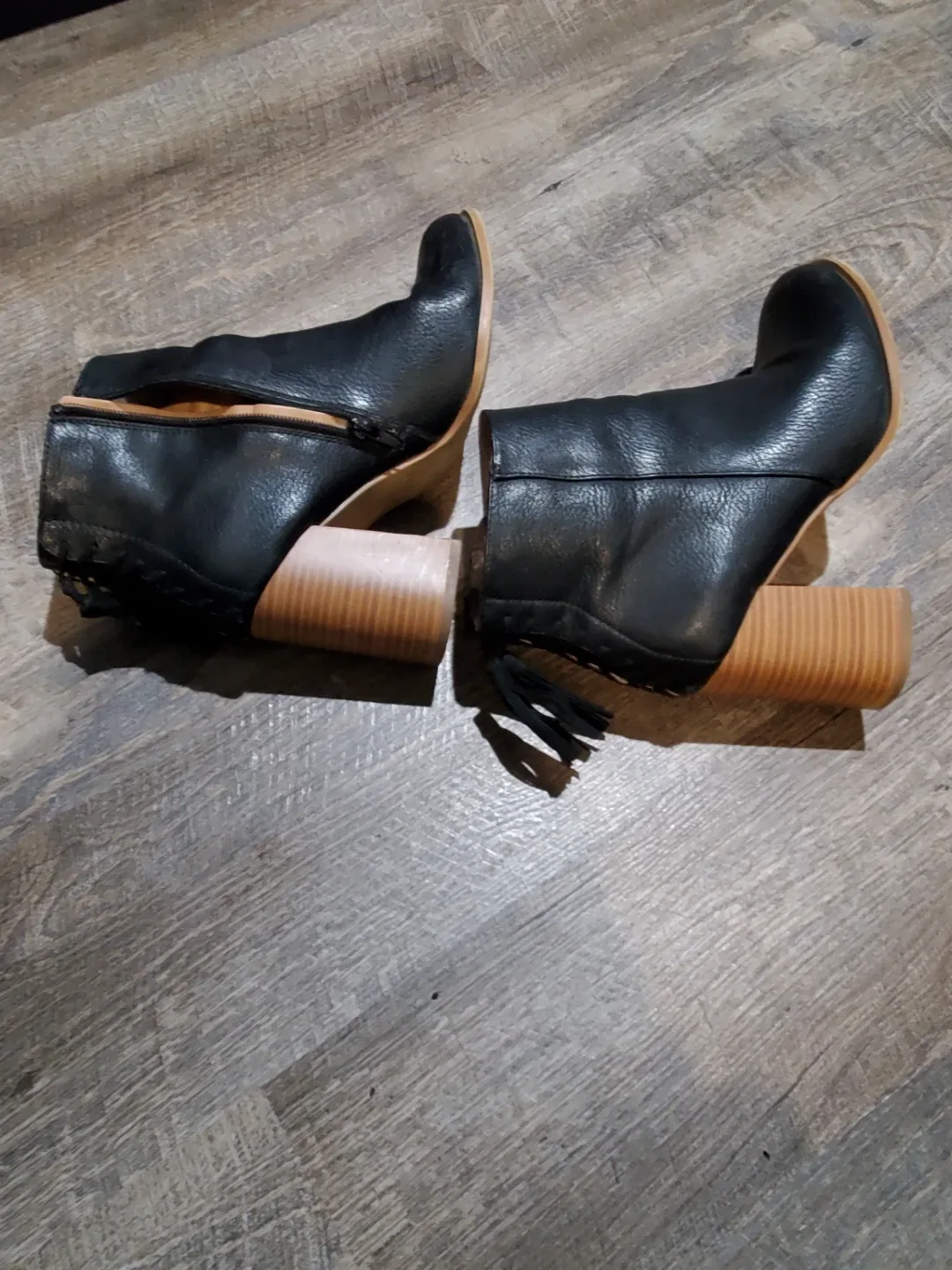Call it Spring Black Leather Ankle Boots - Size 7.5