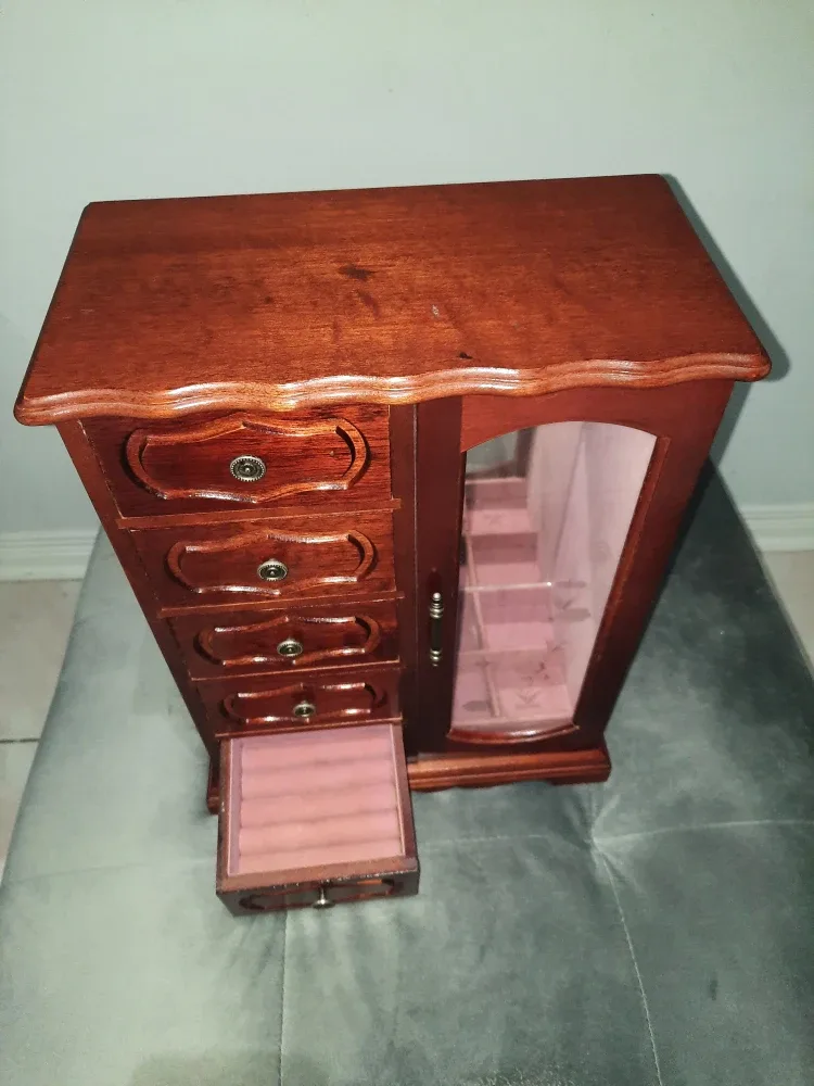 Vintage Wooden Jewellery Box with Drawers image indicator(3)