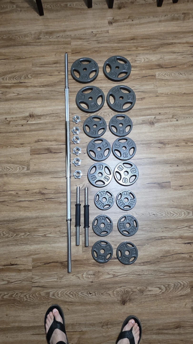 Weight Set with Barbell and Dumbbell Handles 100 Pounds