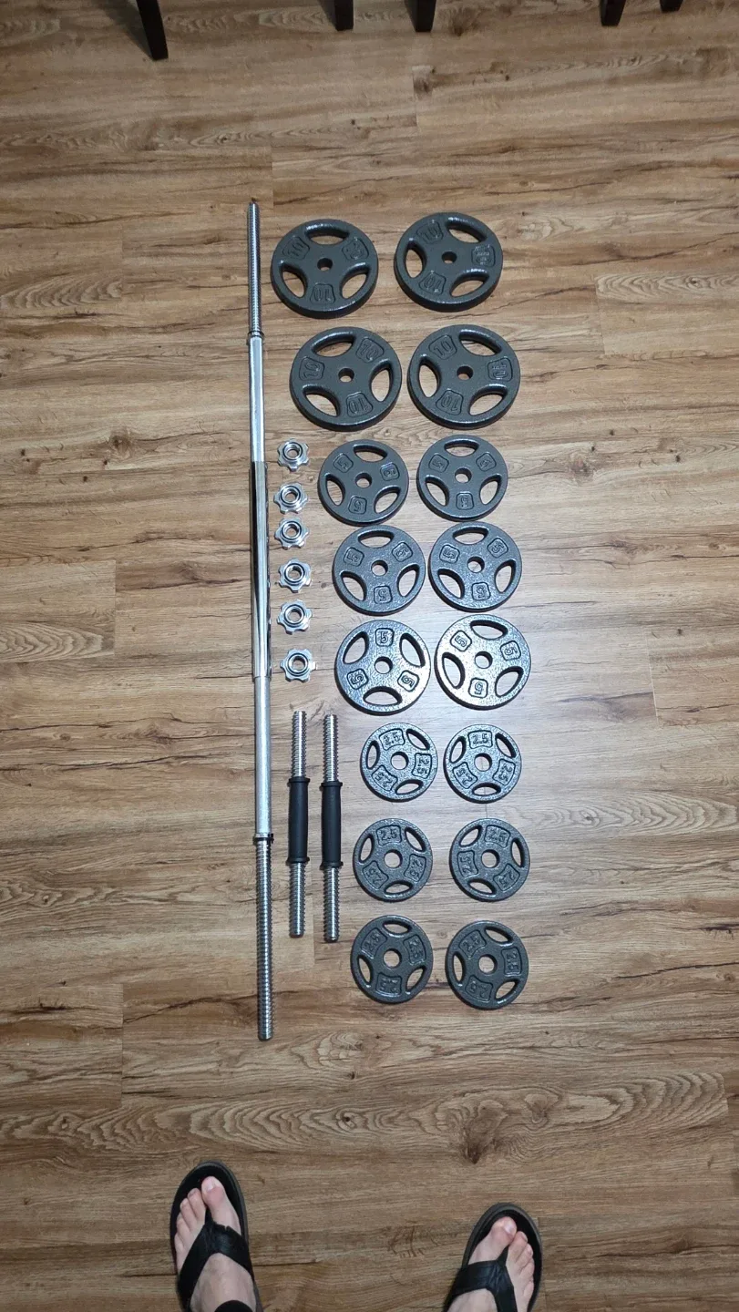 Weight Set with Barbell and Dumbbell Handles 100 Pounds