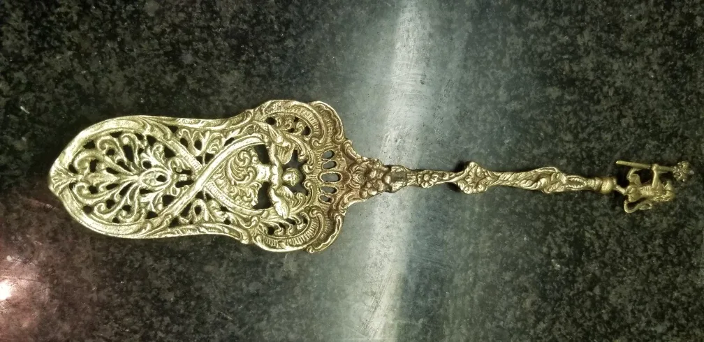 Vintage Ornate Brass Cake Server