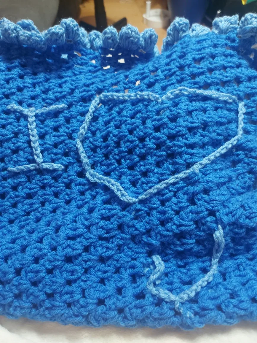 Handmade Blue Crocheted Blanket