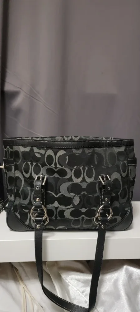 Coach Black/Grey Signature Print Tote Bag
