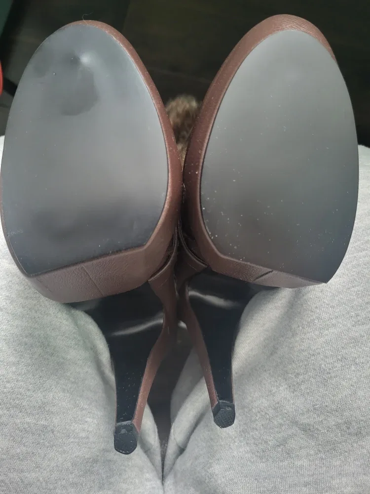 Brown Fur Trim Stiletto Boots image indicator(3)