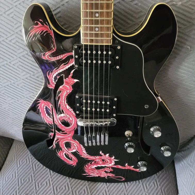 Yamaha Electric Guitar with Dragon Design