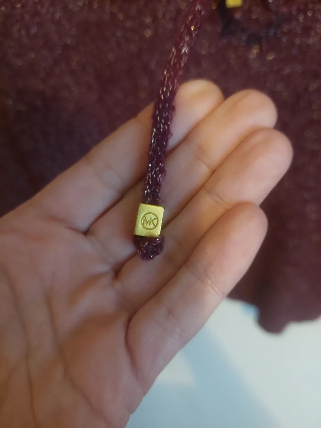 Michael Kors Burgundy Lace-Up Sweater - Size L image indicator(3)