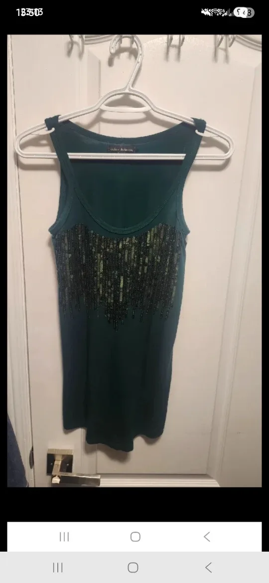 Green Tank Top sequin design