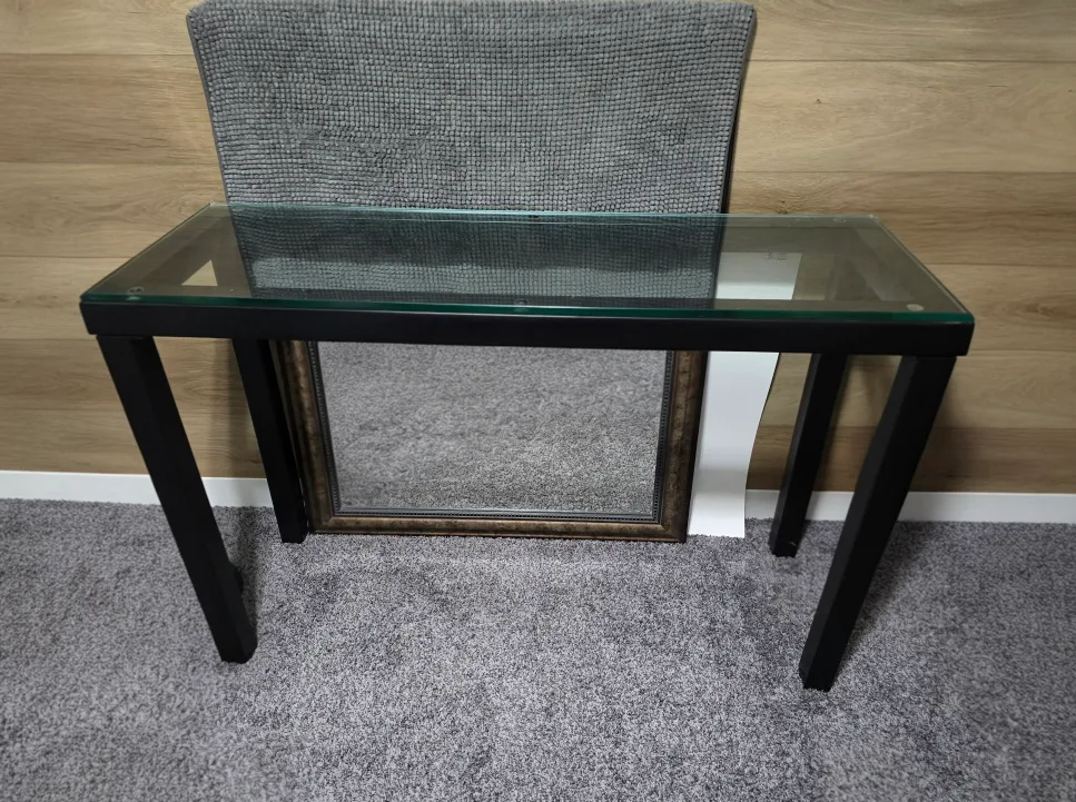 Glass Top Black Frame Console Table