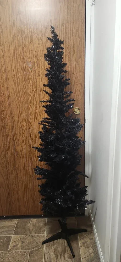 HOMCOM 6ft Black Tinsel Christmas Tree - NEW