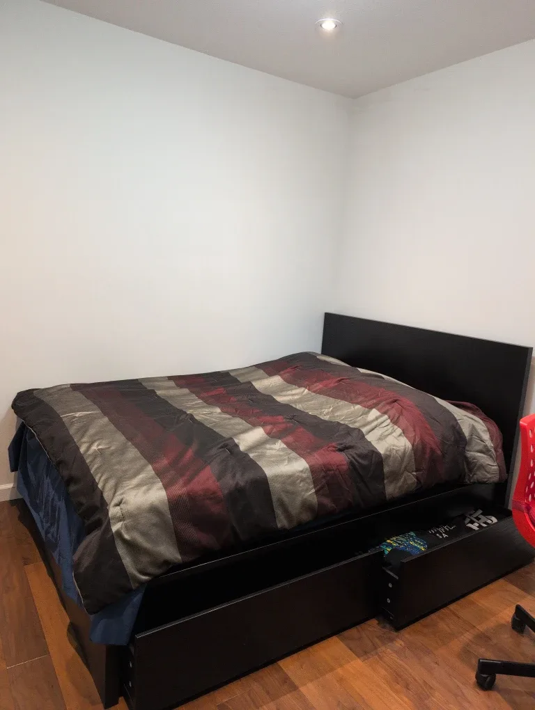 Black Bed Frame with 4 Storage Drawers