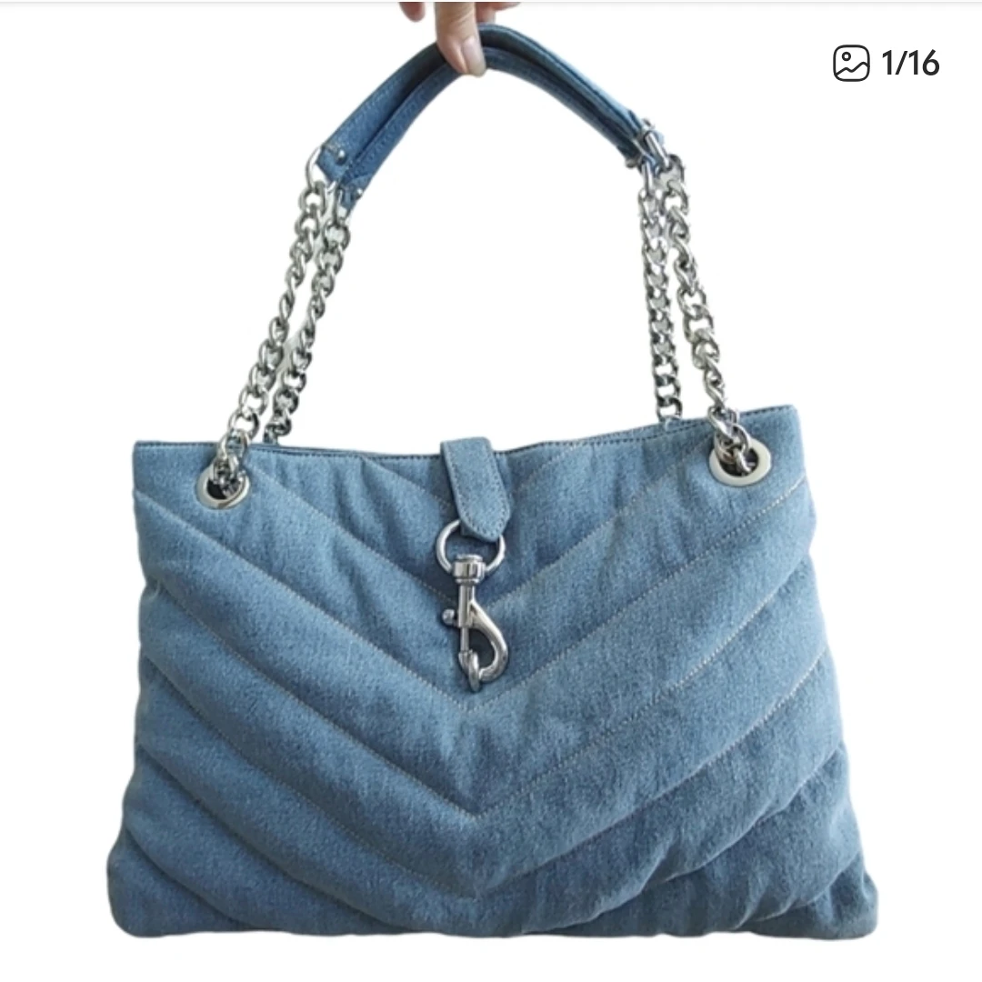 Rebecca Minkoff Denim Maxi Shoulder Tote Bag