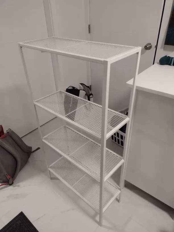 White Metal Shelving Unit