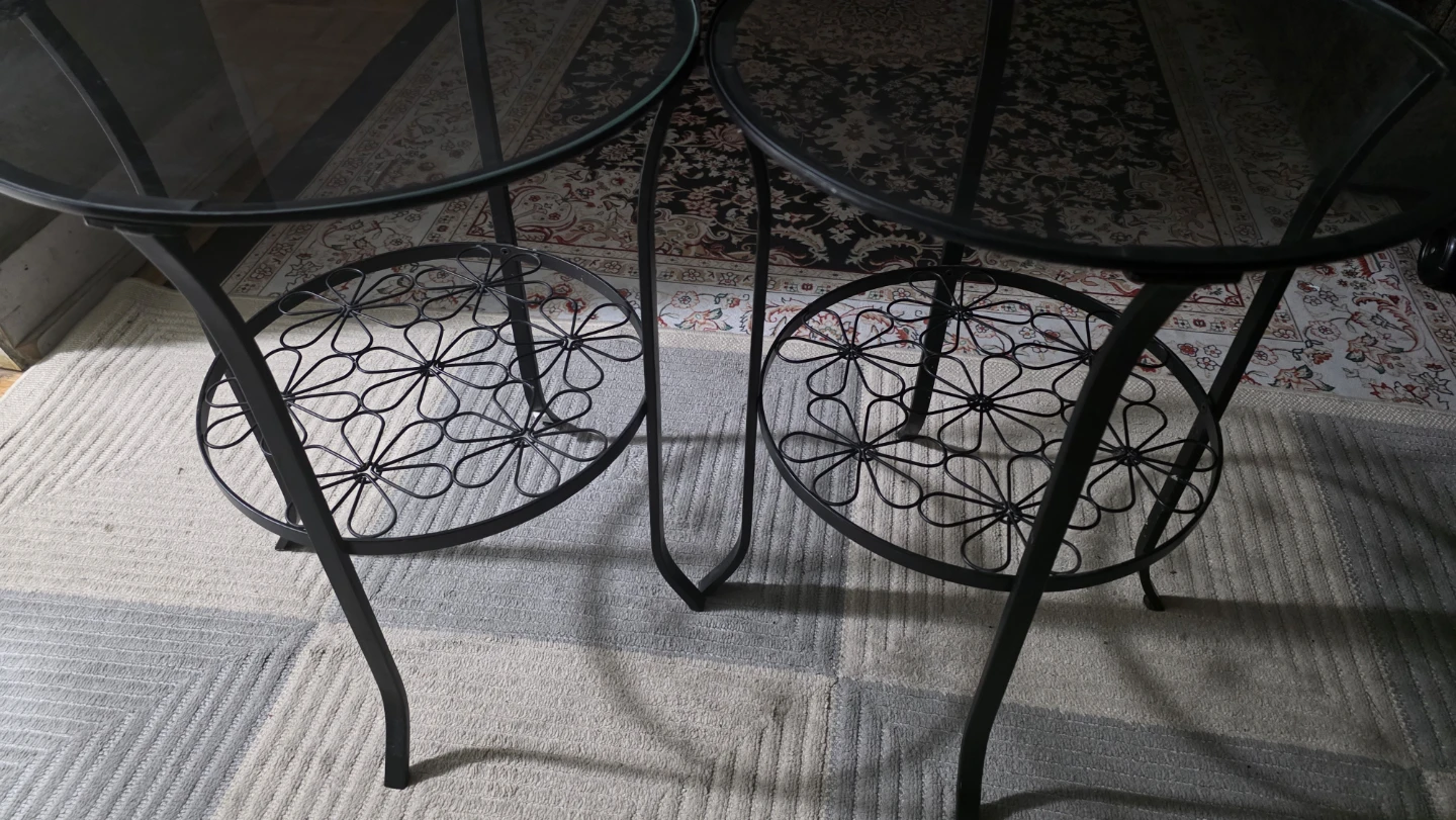Set of 2 Black Metal & Glass Side Tables - photo 3