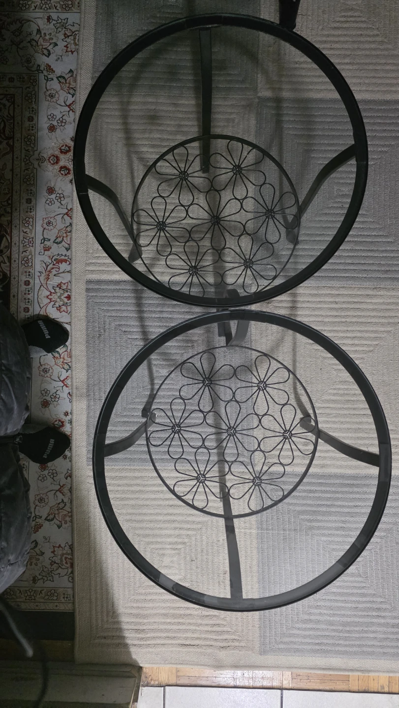 Set of 2 Black Metal & Glass Side Tables - photo 4
