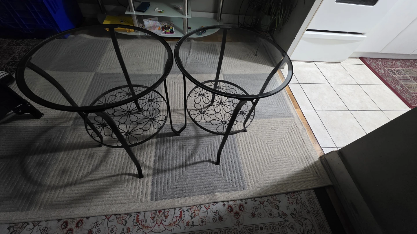 Set of 2 Black Metal & Glass Side Tables - photo 5