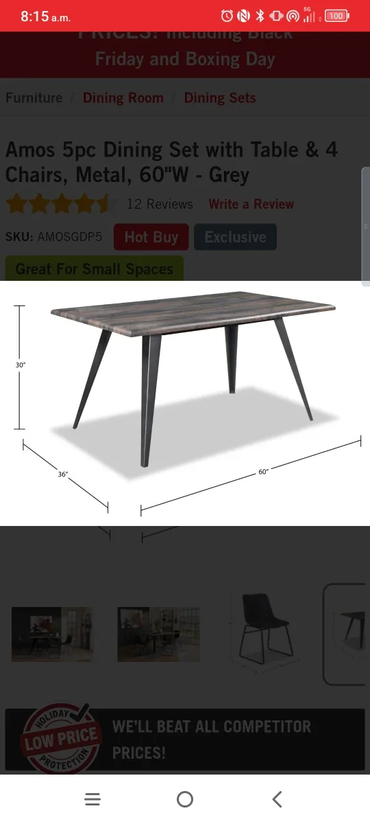 Amos table only (60"W - Grey) image indicator(2)