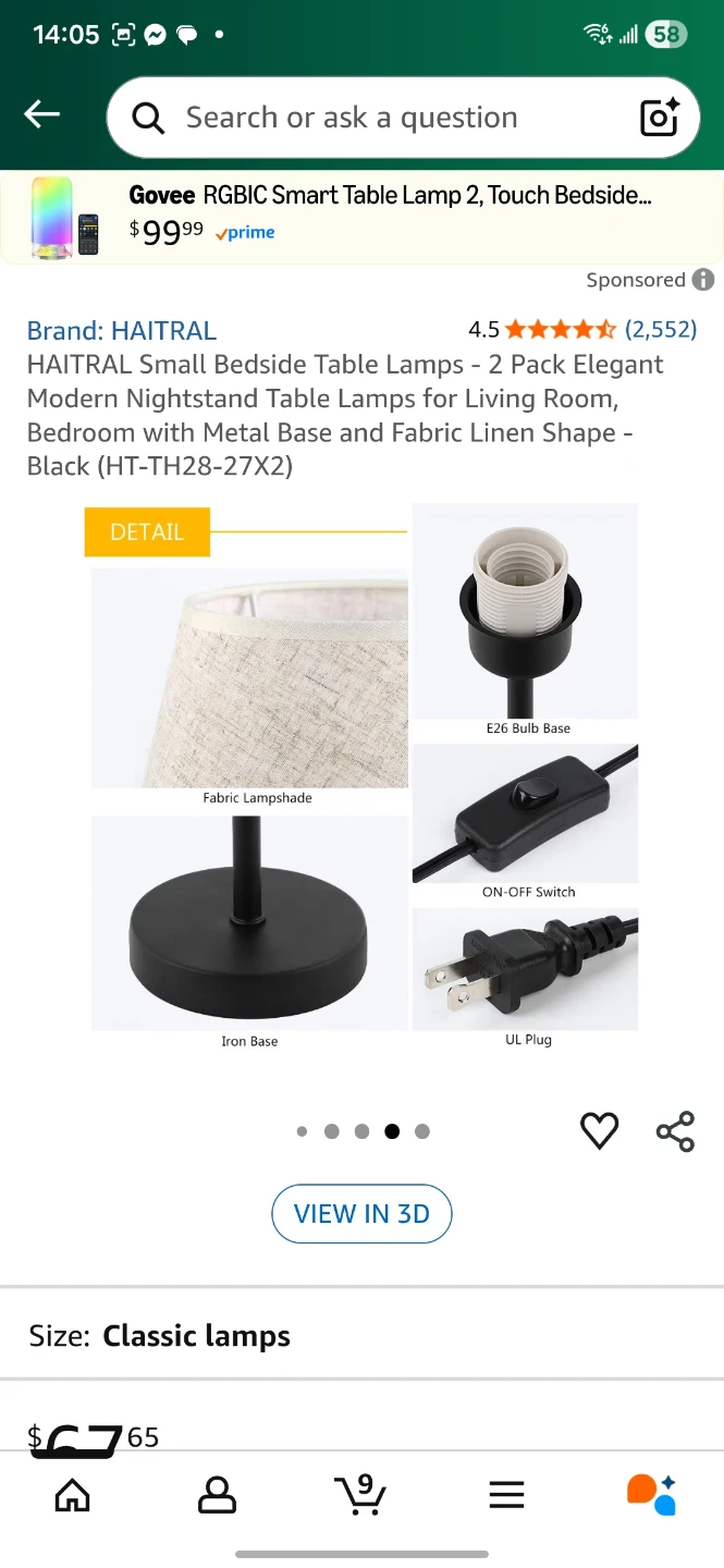 HAITRAL Bedside Table Lamp - photo 3