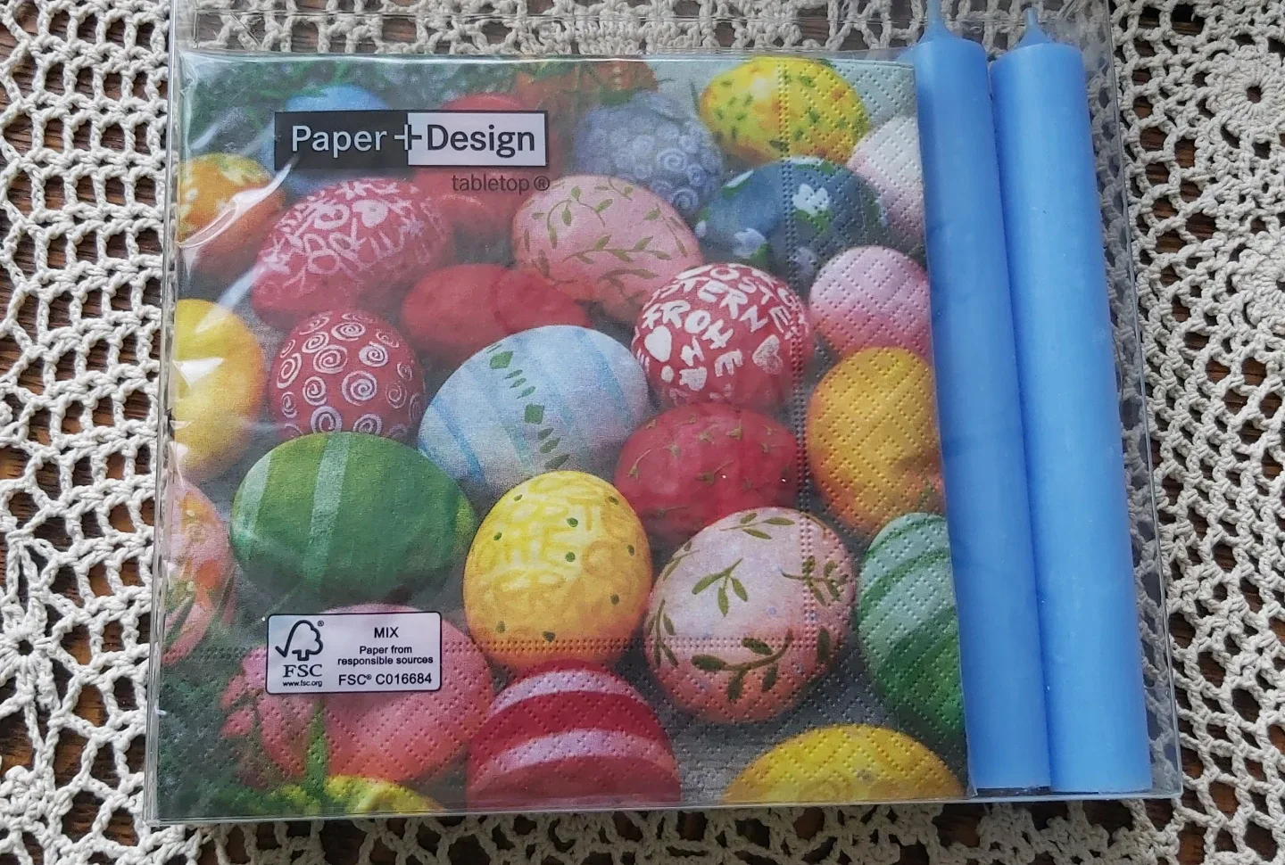 Paper + Design Tabletop Napkins & Blue Candles