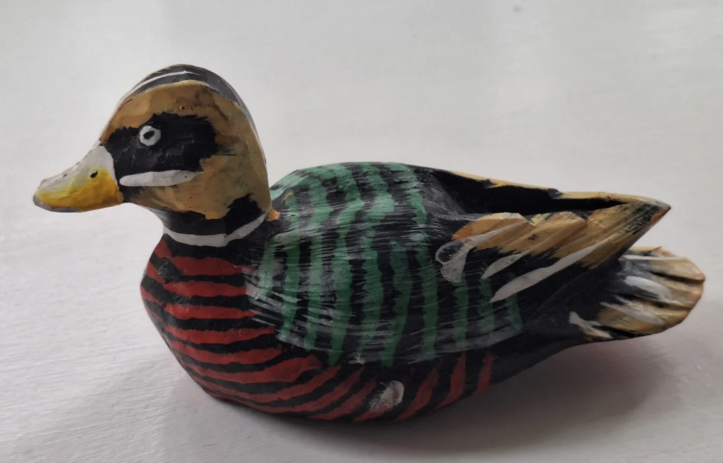 Vinrage Hand Carved and Hand Painted Wooden Duck Figurine image indicator(2)