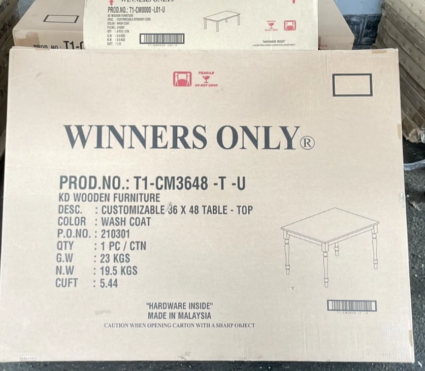 Brand New in Box Winners Only KD Wooden Table 36x48 - photo 2