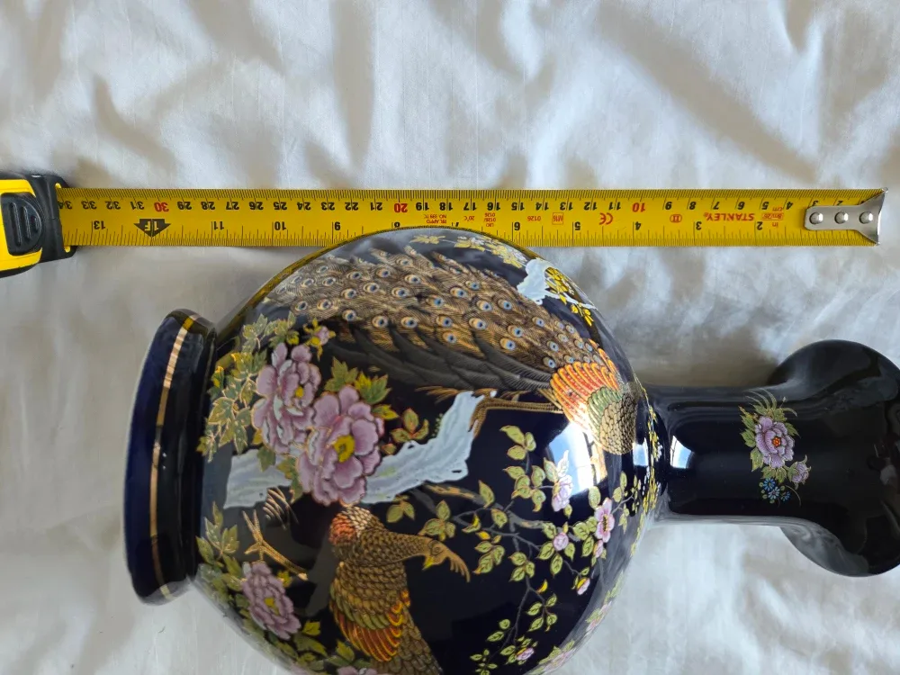 Vintage Peacock Vase - Dark Blue & Gold image indicator(5)