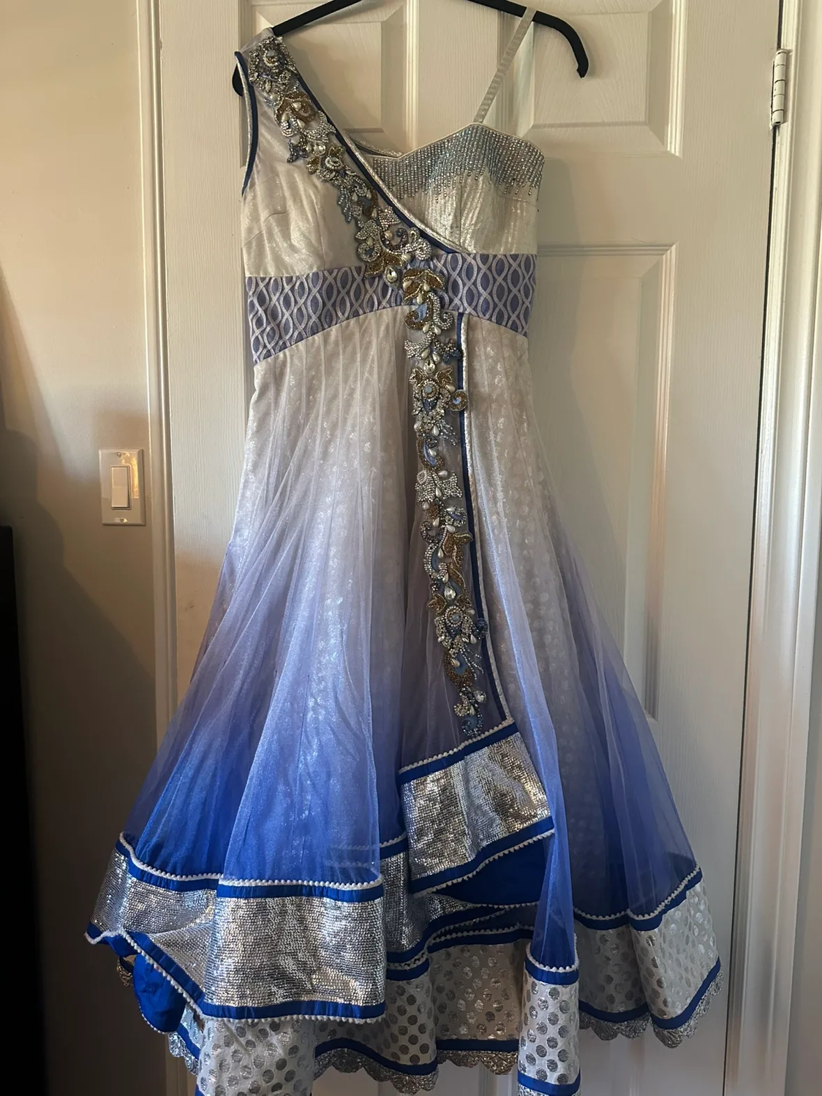 Anarkali Dress - Blue & Silver