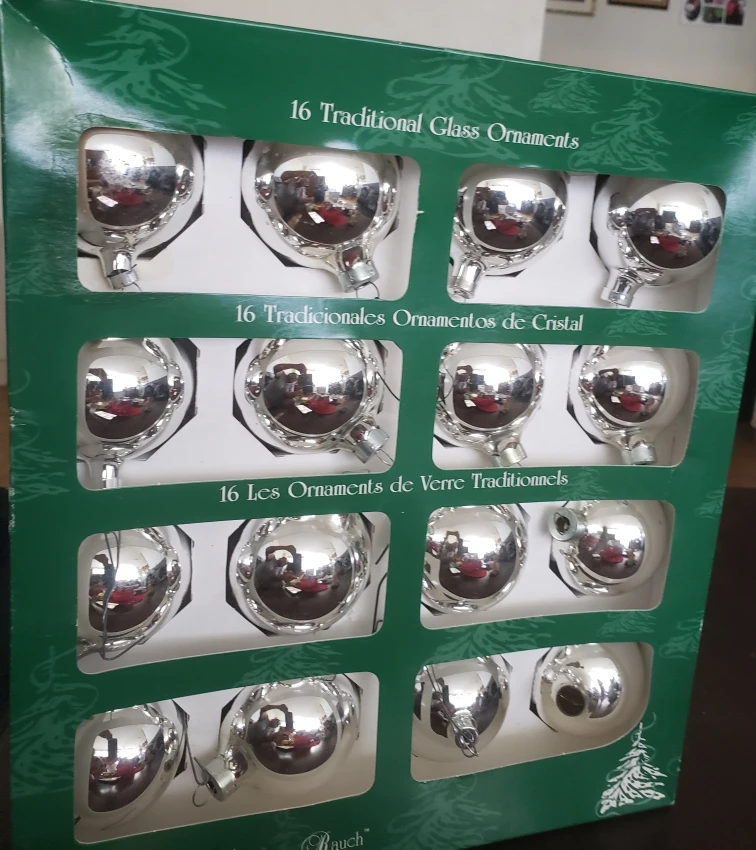 Rauch Glass Ornaments - 15 Traditional Silver Balls