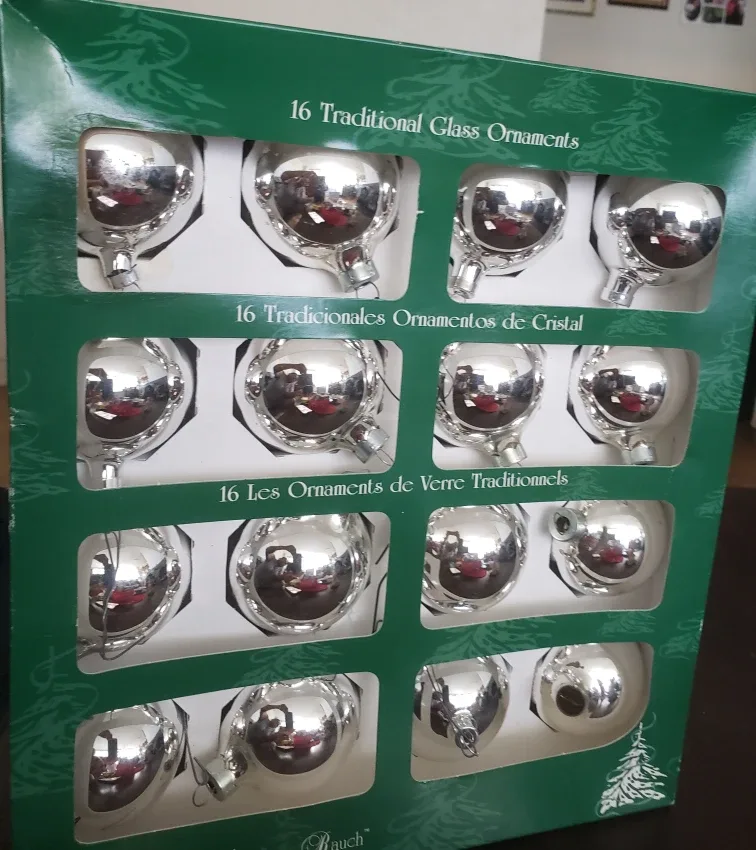 Rauch Glass Ornaments - 15 Traditional Silver Balls