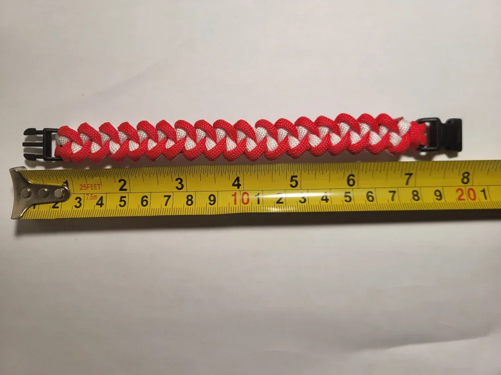 Handmade Red & White Paracord Bracelet image indicator(5)