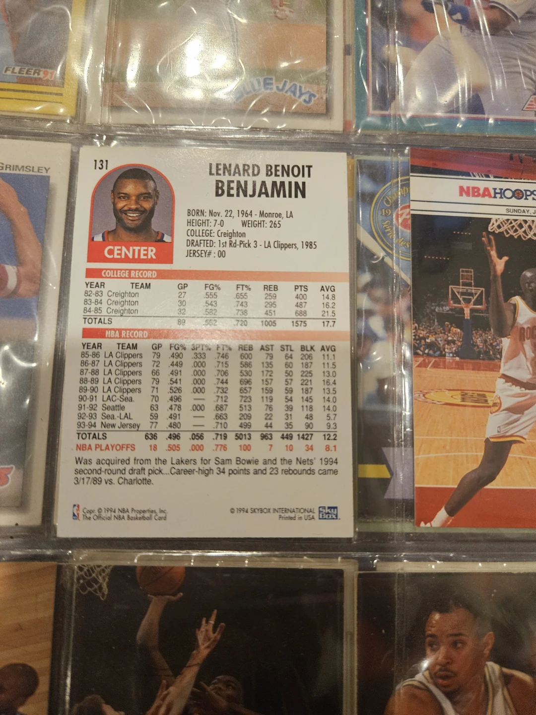 Lenard Benoit Benjamin Basketball Card - photo 2