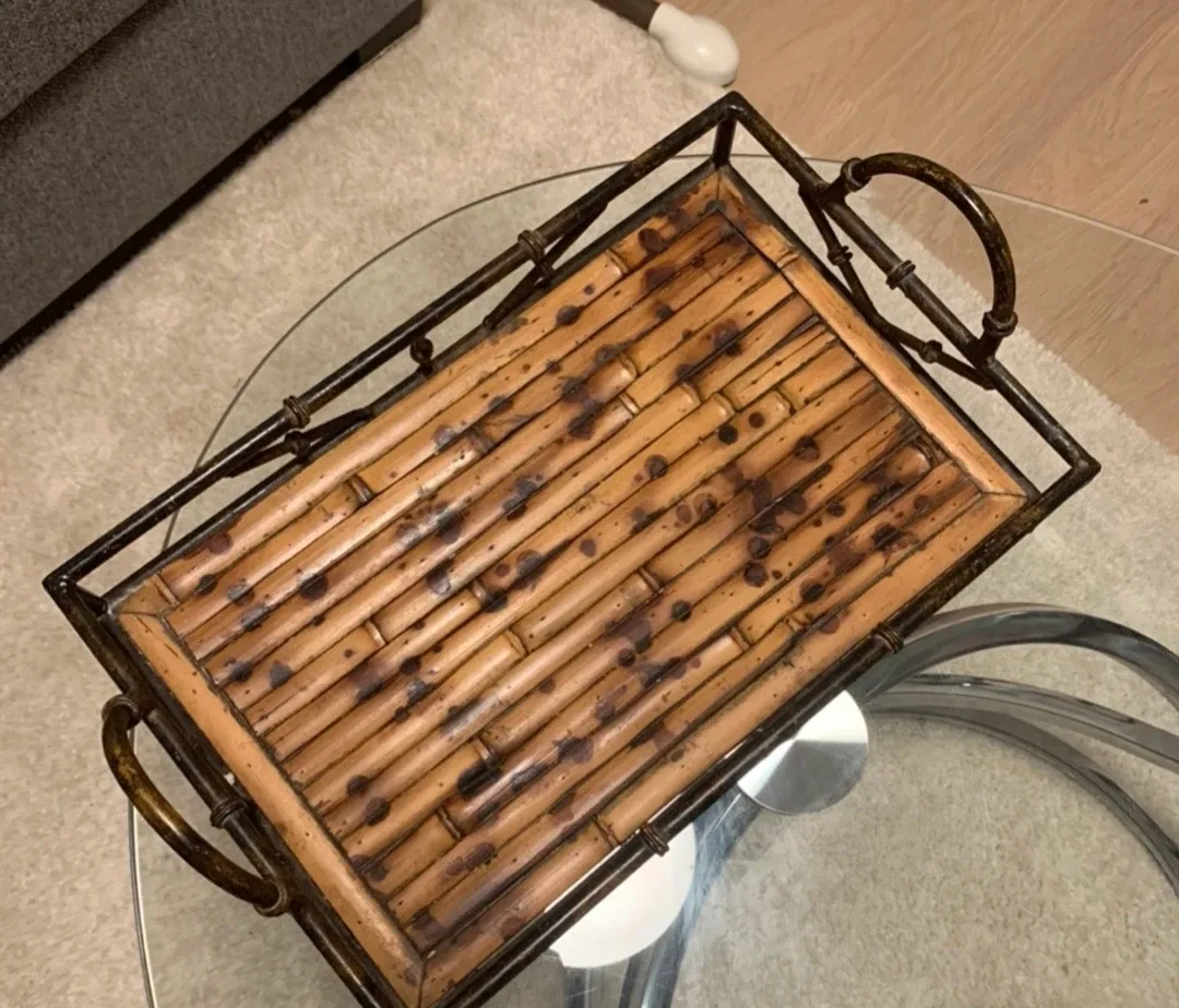 Bamboo Serving Tray with Metal Frame image indicator(2)