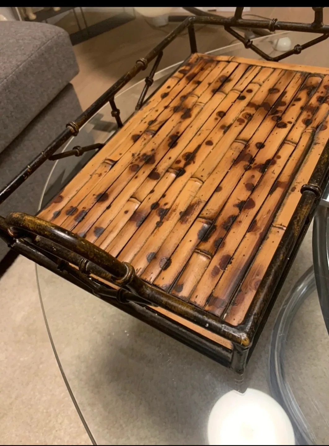 Bamboo Serving Tray with Metal Frame image indicator(3)