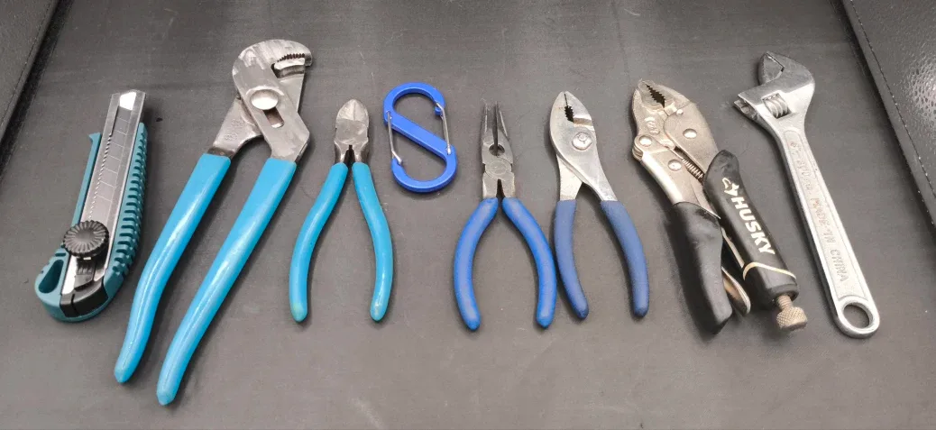 8-Piece Pliers & Wrench Tool Kit + S-Clip