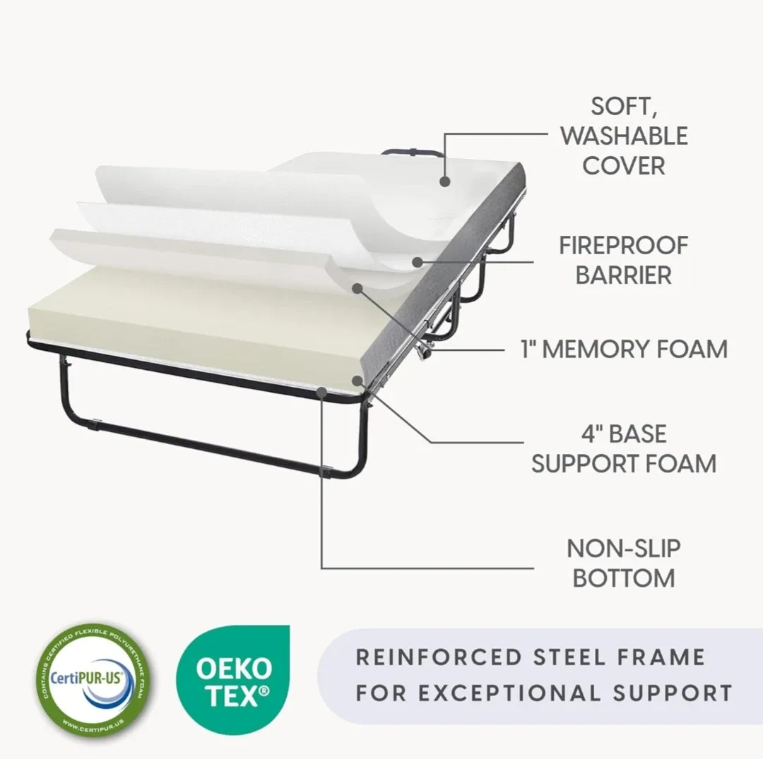 High Quality Folding Bed Frame with Memory Foam Mattress image indicator(4)