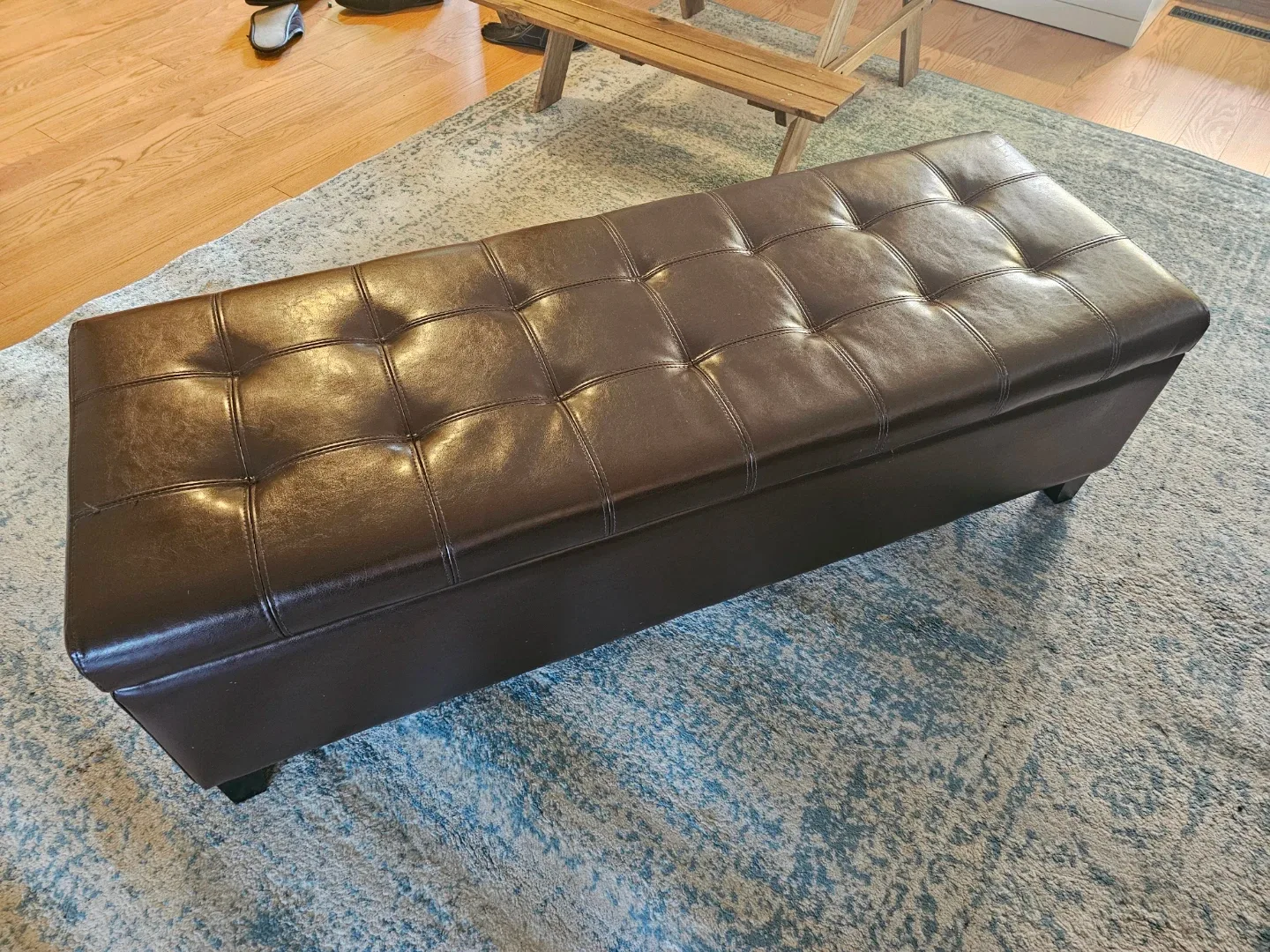 Brown Faux Leather Storage Ottoman Bench