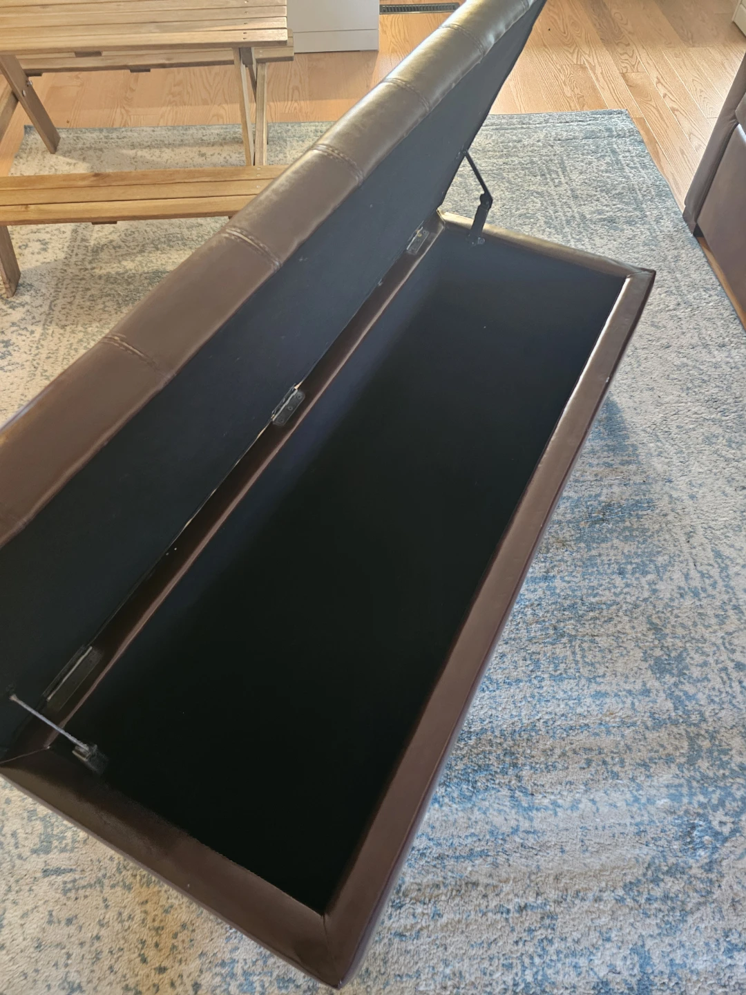 Brown Faux Leather Storage Ottoman Bench - photo 2