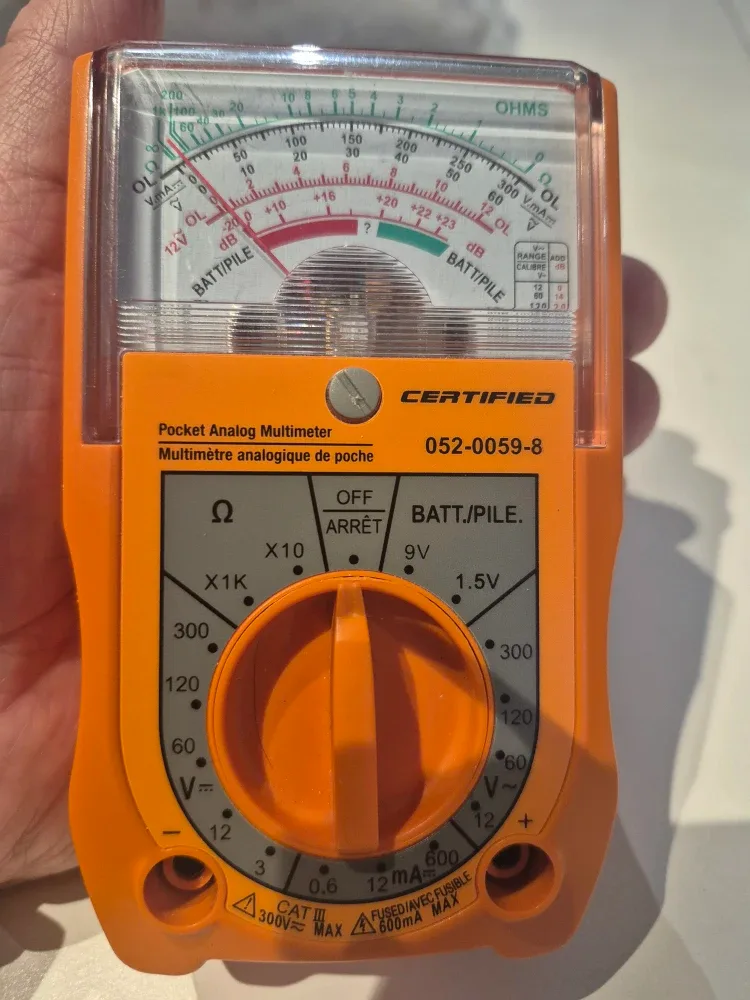 Certified Pocket Analog Multimeter 052-0059-8