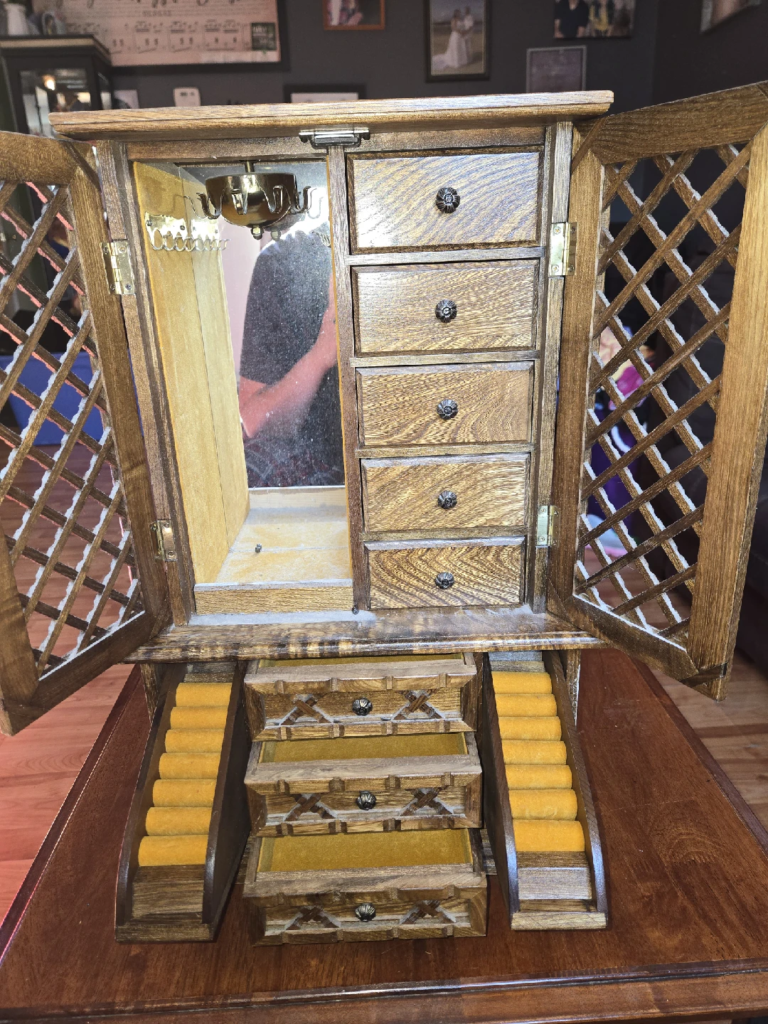 Vintage Wooden Jewelry Box Cabinet - photo 2