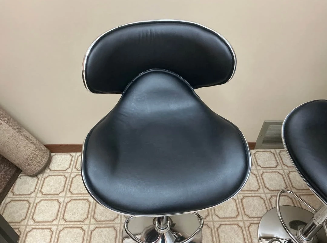 Pair of Black Swivel Bar Stools
