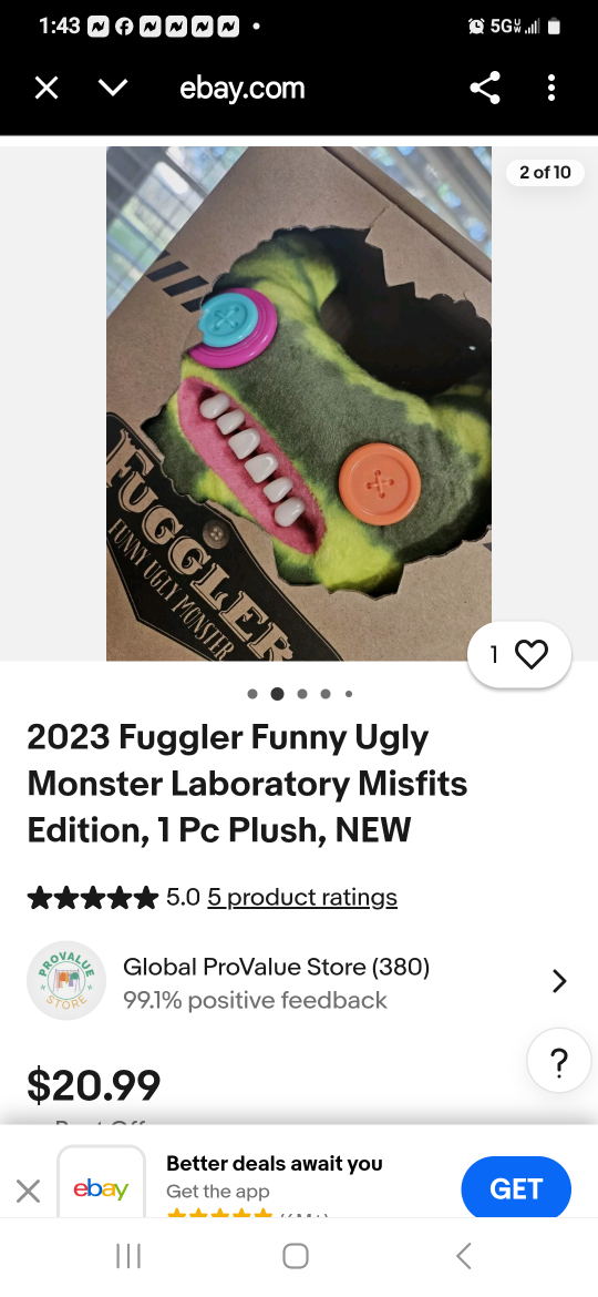 New Fugglers Funny Ugly Monster Laboratory Misfits Plush - photo 2