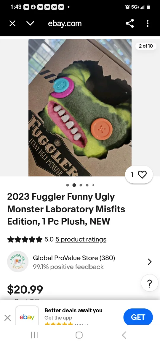 New Fugglers Funny Ugly Monster Laboratory Misfits Plush image indicator(2)