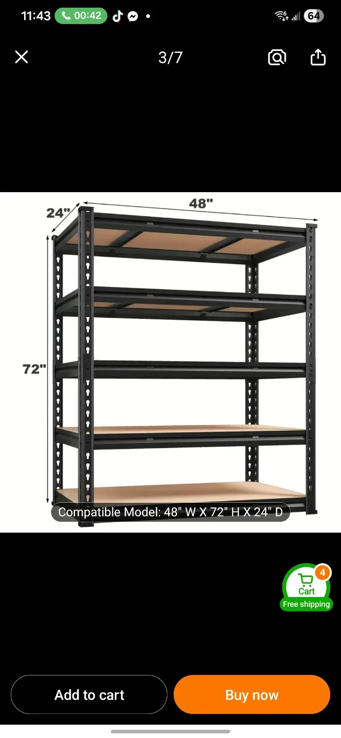 Metal Shelving Unit 48"x72"x24" image indicator(2)