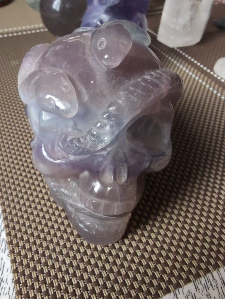 Amethyst Skull with Snakes Carving
