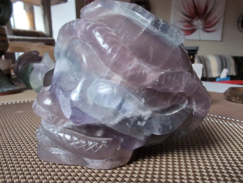 Amethyst Skull with Snakes Carving - photo 4