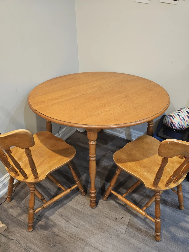 Wooden Dining Table with Two Chairs