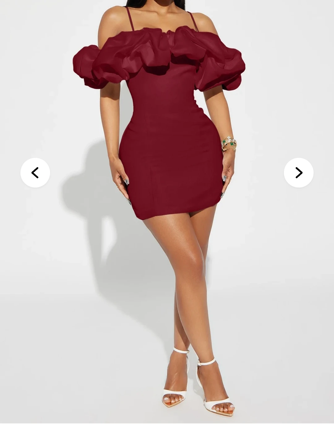 Burgundy Off Shoulder Mini Dress - photo 2