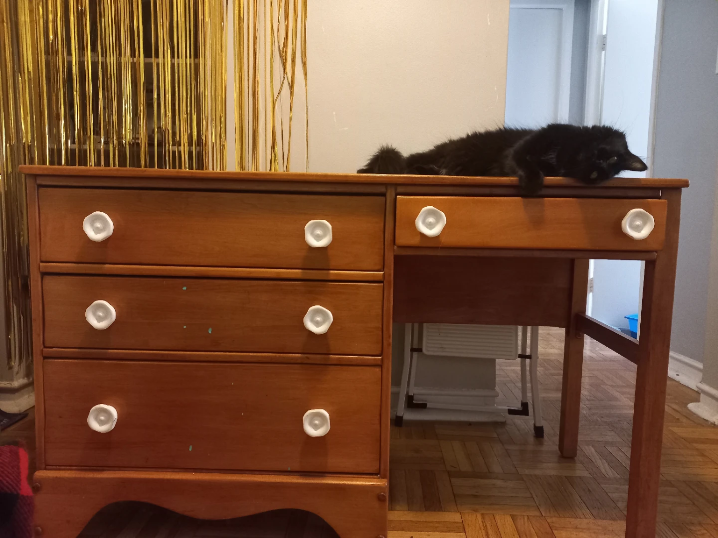 Study/ Gaming wooden desk with chair space.