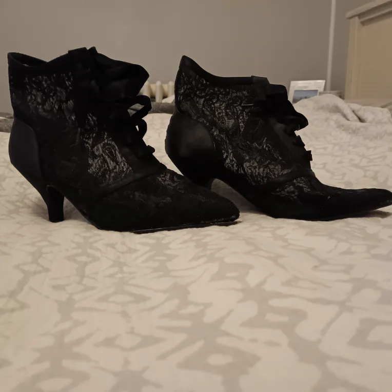 Black Lace  Ankle Boots, Size 8