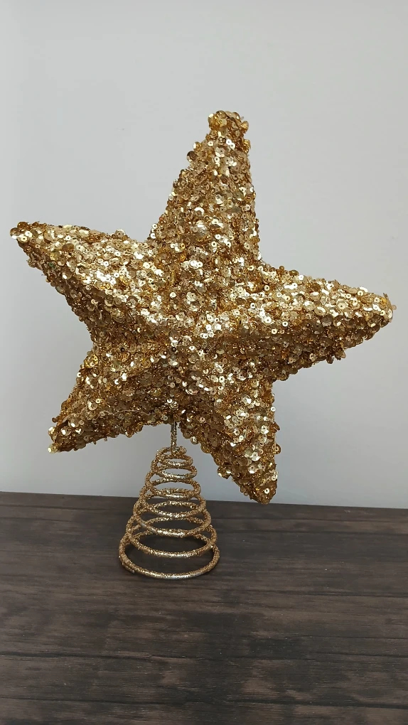 Gold Sequin Star Christmas Tree Topper